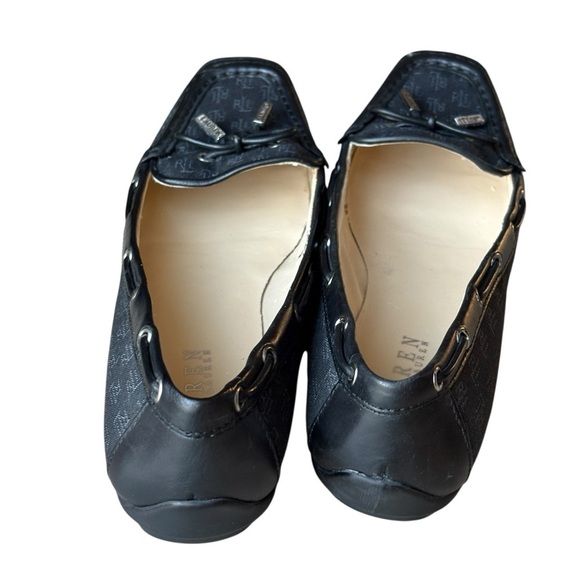 Ralph Lauren Black Loafers Penny Flats Logo Womens Size 7M - Picture 5 of 10